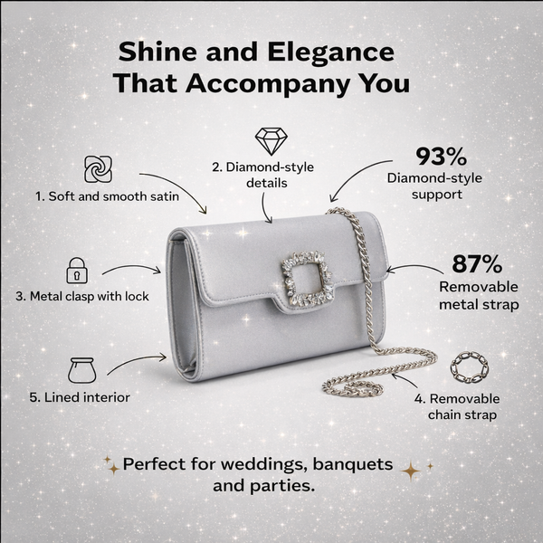 Silver Grace Satin Clutch